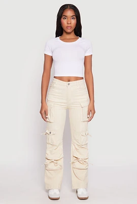 Womens Daisy Mineral Wash Cargo Baggy Jeans, Khaki, Size M