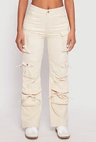 Womens Daisy Mineral Wash Cargo Baggy Jeans, Khaki, Size M