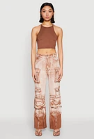 Womens Daisy Mineral Wash Cargo Baggy Jeans, Brown, Size M