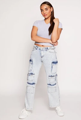 Womens VIP Whiskered Straight Leg Cargo Jeans,