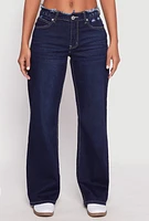 Womens VIP Frayed Waist Wide Leg Jeans, Blue, Size 1-2