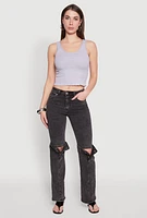 Womens VIP Convertible Straight Leg Jeans,