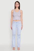 Womens VIP Convertible Straight Leg Jeans, Blue,