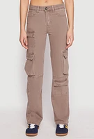 Womens VIP Straight Leg Cargo Pocket Jeans, Brown, Size 5-6