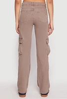Womens VIP Straight Leg Cargo Pocket Jeans, Brown, Size 5-6