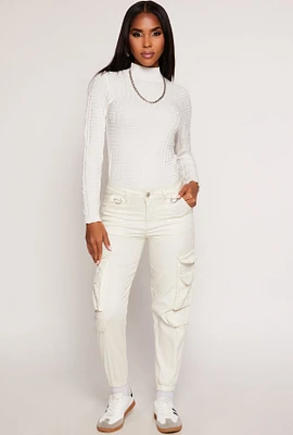 Womens VIP Flap Pocket Cargo Joggers, White, Size 1-2