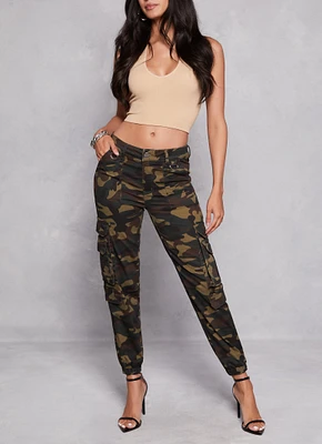 Womens VIP Flap Pocket Cargo Joggers, Green, Size 5-6