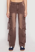 Womens VIP Low Rise Tabbed Cargo Pocket Jeans, Brown, Size 1