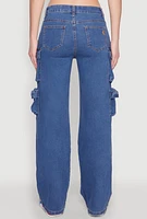 Womens VIP Tassel Cargo Pocket Jeans, Blue, Size 5