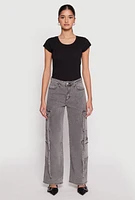 Womens VIP Strappy Cargo Pants, Grey,