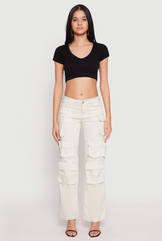 Womens VIP Twill Straight Leg Cargo Pants, Khaki, Size 9-10