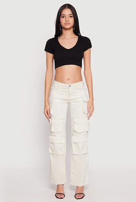 Womens VIP Twill Straight Leg Cargo Pants, Khaki, Size 9-10