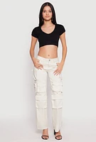 Womens VIP Twill Straight Leg Cargo Pants, Khaki, Size 9-10