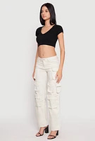 Womens VIP Twill Straight Leg Cargo Pants, Khaki, Size 9-10