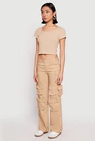 Womens VIP Twill Straight Leg Cargo Pants, Khaki, Size 7-8
