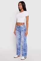 Womens VIP Graffiti Print Jeans, Blue, Size 3-4