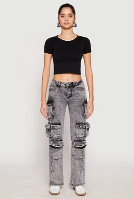Womens VIP Multi Pocket Cargo Jeans, Grey,