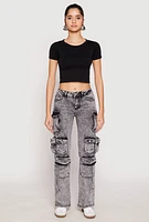 Womens VIP Multi Pocket Cargo Jeans, Grey,