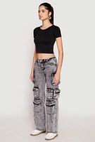Womens VIP Multi Pocket Cargo Jeans, Grey,