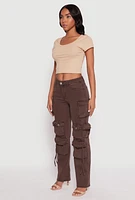 Womens VIP Multi Pocket Cargo Jeans, Brown, Size 1