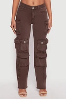 Womens VIP Multi Pocket Cargo Jeans, Brown, Size 1