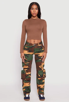 Womens VIP Camouflage Cargo Pants, Green,