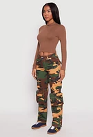 Womens VIP Camouflage Cargo Pants, Green,