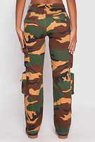 Womens VIP Camouflage Cargo Pants, Green,