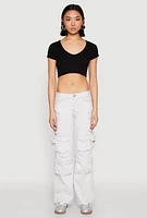 Womens VIP Straight Leg Cargo Pants, Grey, Size 9