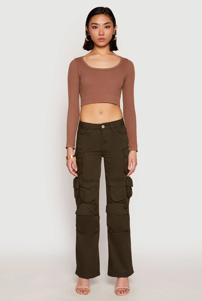 Womens VIP Straight Leg Cargo Pants, Green, Size 13-14