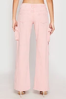 Womens VIP Acid Wash Cargo Pocket Jeans, Pink, Size 3-4