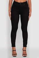 Womens WAX Basic High Waisted Skinny Jeans, Black,