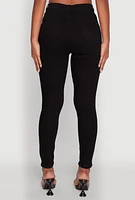Womens WAX Basic High Waisted Skinny Jeans, Black,