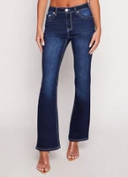 Womens WAX Rhinestone Pocket Detail Flare Jeans, Blue, Size 7