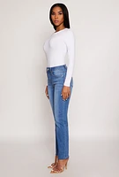 Womens WAX Frayed Detail Straight Leg Jeans, Blue, Size 5