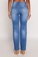 Womens WAX Frayed Detail Straight Leg Jeans, Blue, Size 5