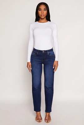 Womens WAX Frayed Detail Straight Leg Jeans, Blue, Size 11