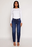 Womens WAX Frayed Detail Straight Leg Jeans, Blue, Size 11