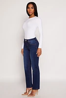 Womens WAX Frayed Detail Straight Leg Jeans, Blue, Size 11