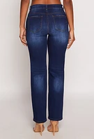 Womens WAX Frayed Detail Straight Leg Jeans, Blue, Size 11