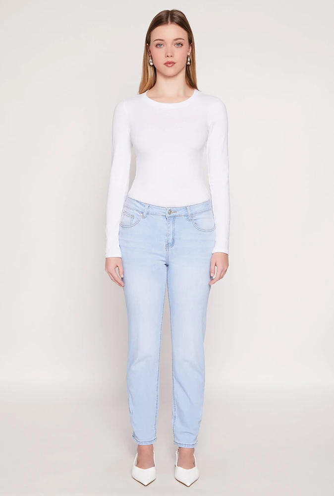 Womens WAX Whiskered Straight Jeans, Blue, Size 7