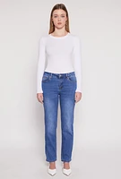 Womens WAX Whiskered Straight Jeans, Blue,