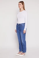 Womens WAX Whiskered Straight Jeans, Blue,