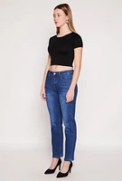 Womens WAX Whiskered Straight Jeans, Blue,