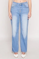 Womens WAX Whiskered 5 Pocket Straight Leg Jeans, Blue,