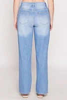 Womens WAX Whiskered 5 Pocket Straight Leg Jeans, Blue,