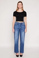 Womens WAX Whiskered 5 Pocket Straight Leg Jeans, Blue,