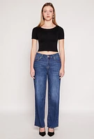 Womens WAX Whiskered 5 Pocket Straight Leg Jeans, Blue, Size 11
