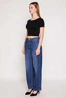 Womens WAX Whiskered 5 Pocket Straight Leg Jeans, Blue, Size 11