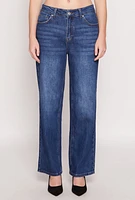 Womens WAX Whiskered 5 Pocket Straight Leg Jeans, Blue, Size 11